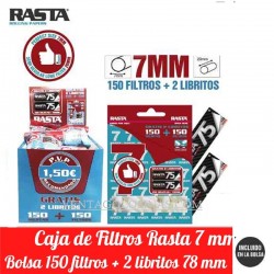 150 HOJITAS+150FILTROS 7MM RASTA AZUL 30UDS